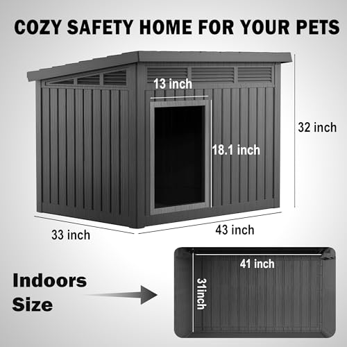 DRATO Outdoor Dog and Goat House - Resin All-Weather Dog House Outdoor, Durable Dog Kennel Outside for Backyard, Farm, Pasture