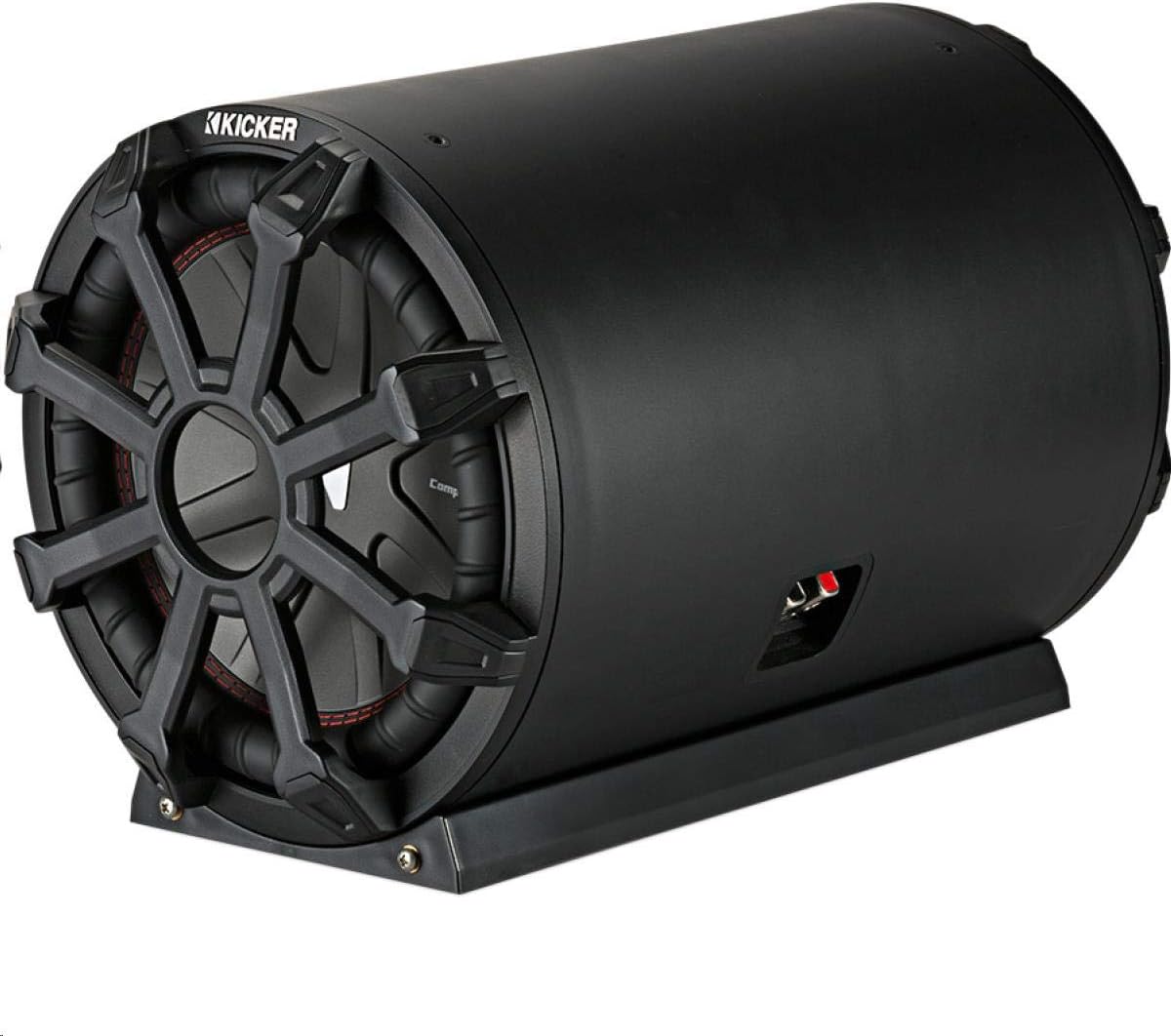 KICKER 46CWTB104 10 Inch 400W RMS with 800W Peak Power 4 Ohm Enclosed Tube TB Subwoofer Enclosure with Advanced Heat Management System, Black