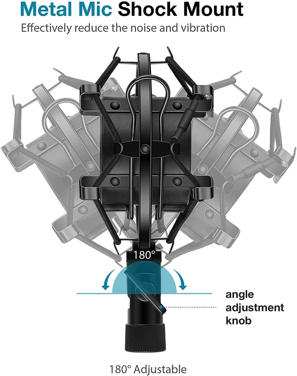 TERGIT Upgraded Condenser Microphone Professional Studio Cardioid Kit Arm Shock Mount Pop Filter Plug and Play Podcasting Gaming YouTube Broadcasting