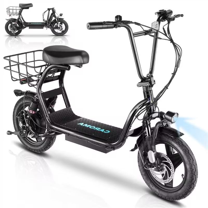 Caroma Peak 500W/800W/1200W Electric Scooter with Seat for Adults,up to 30 Miles&20MPH, 14" Fat Tire