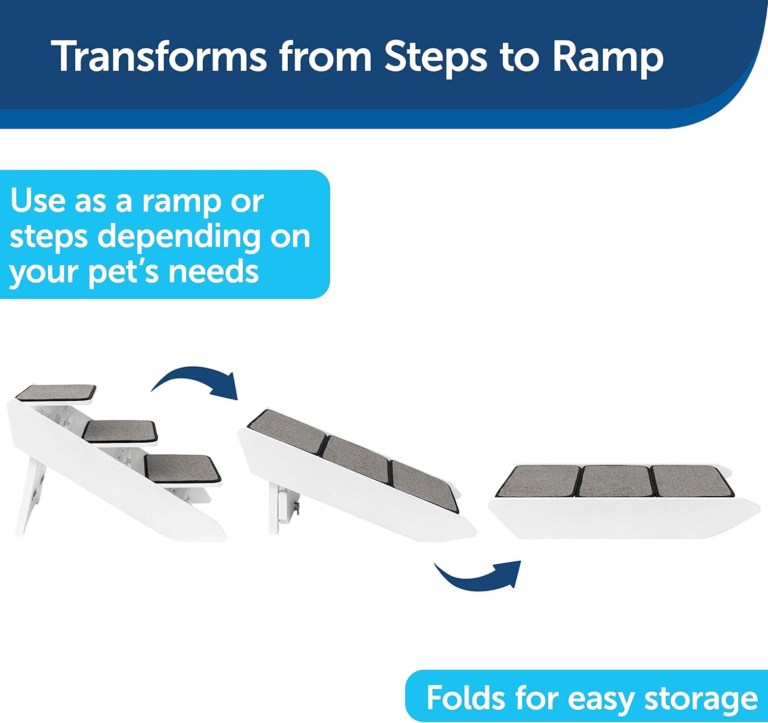 PetSafe CozyUp Steps & Ramp Combo – Dog and Cat Ramp with Stairs – Give Your Pets Easy Access to High Beds or Couch – Foldable Nonslip Design –