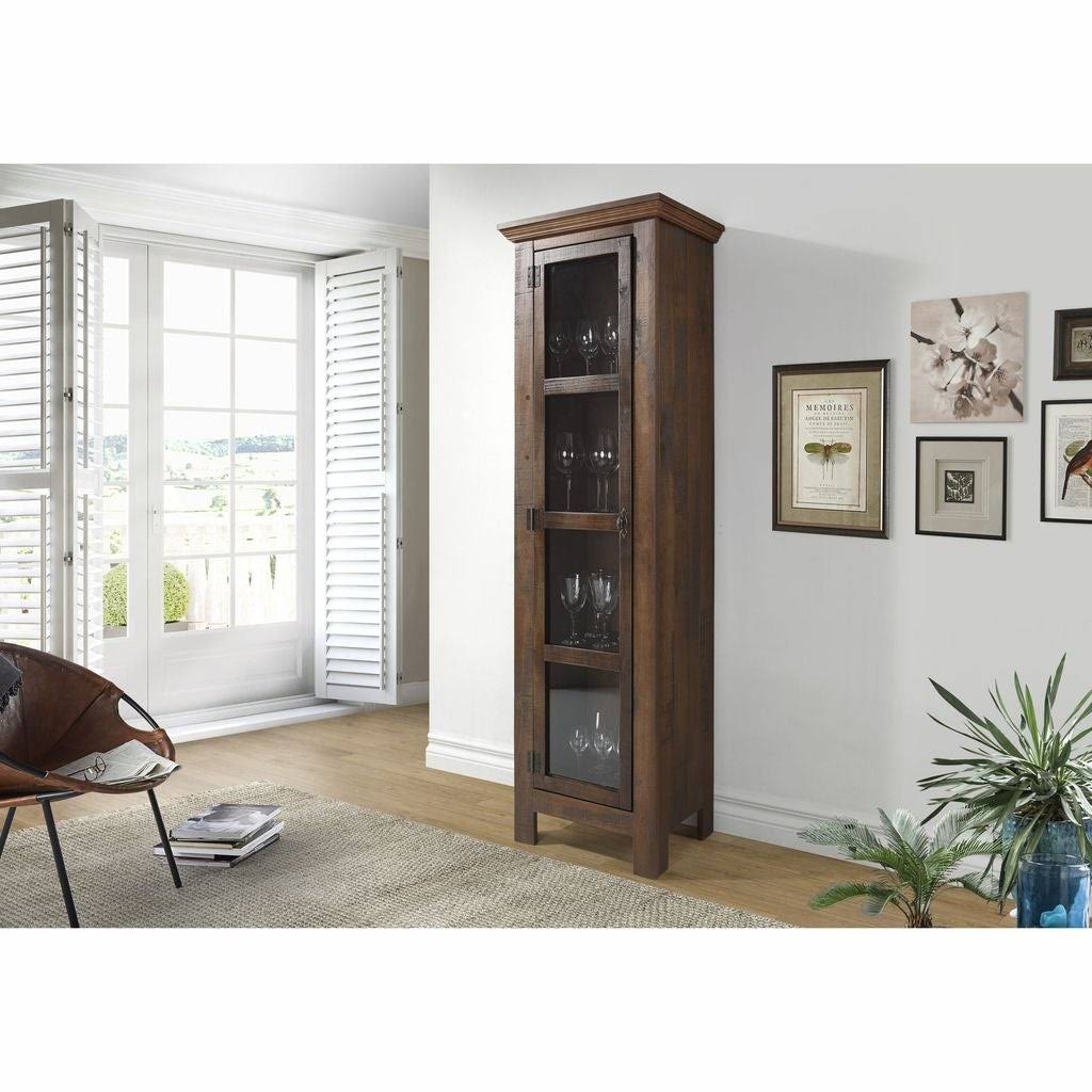 The Beach House Design Narrow Cabinet Glass Door - Distressed Old White