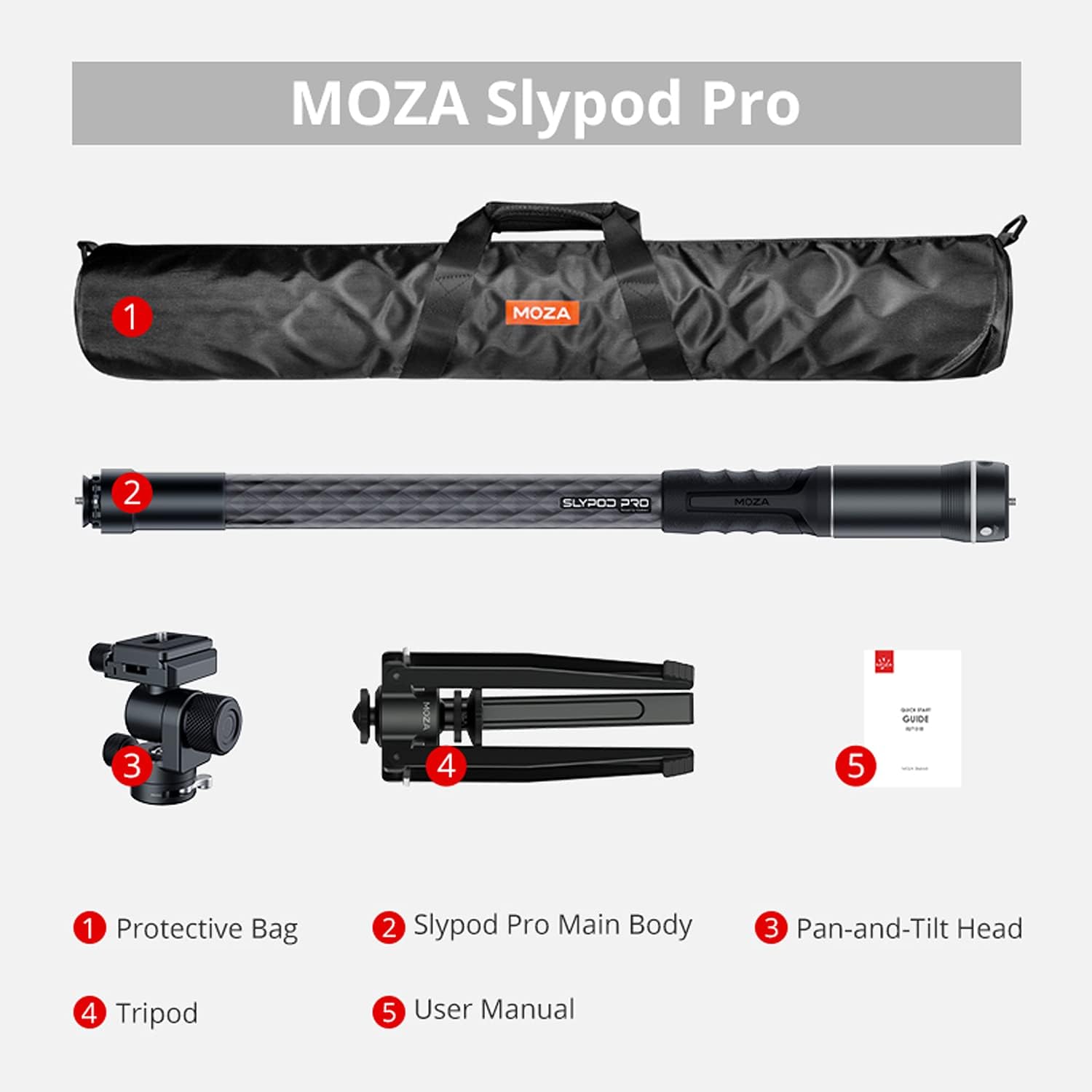 MOZA Slypod Pro Slider Motorized Monopod Camera Sliders Made of Light-Weight Carbon Fiber Vertical Payload 13Lb Extend Out 520mm 5.5H Running Time