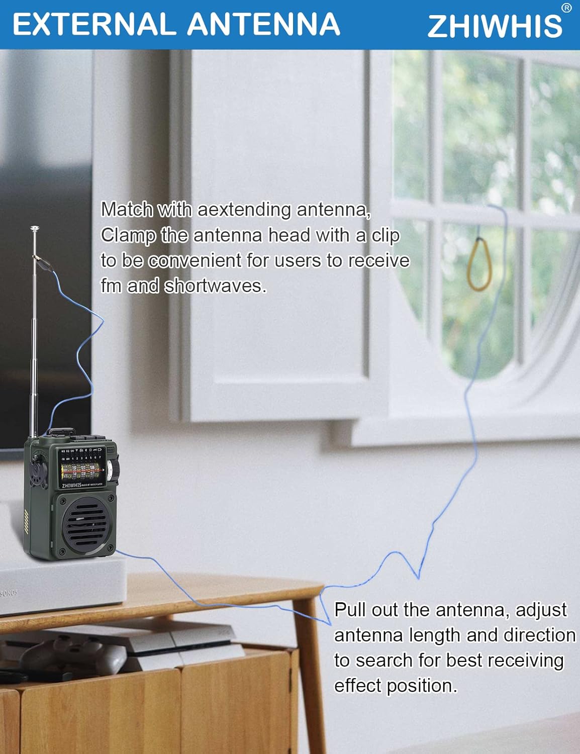 ZHIWHIS Bluetooth Speakers, Portable Radio with Sleep Timer, Weather AM FM Shortwave Radios with Best Sound, Retro Analog Tuner with Preset