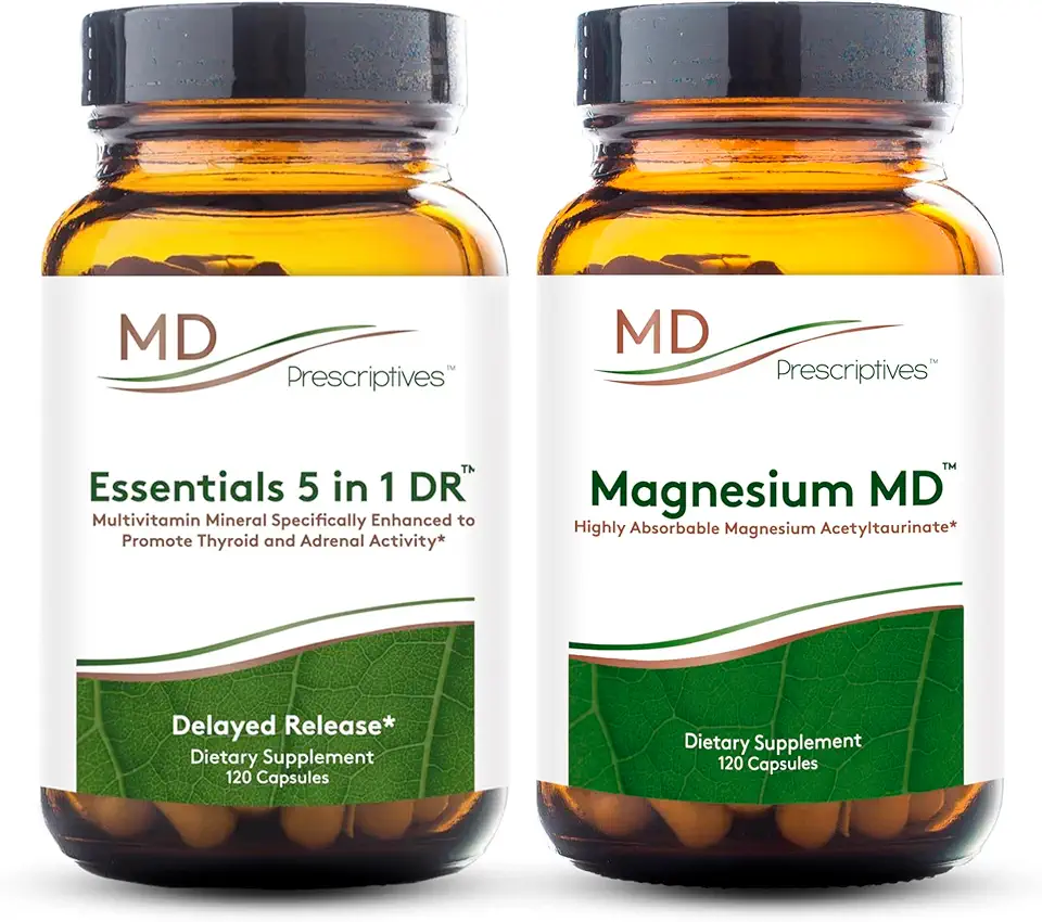 Essential 5 in 1 and Magnesium MD Bundle - Multivitamin & Mineral Complex Supplements - 120 Capsules Each - Kansas Nuitrition - HNZSDS