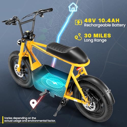 Caroma Peak 500W/800W/1200W Electric Scooter with Seat, 16 * 3" Fat Tire Ebike for All-Terrain, Max 15/25/30 Miles Ranges&20MPH