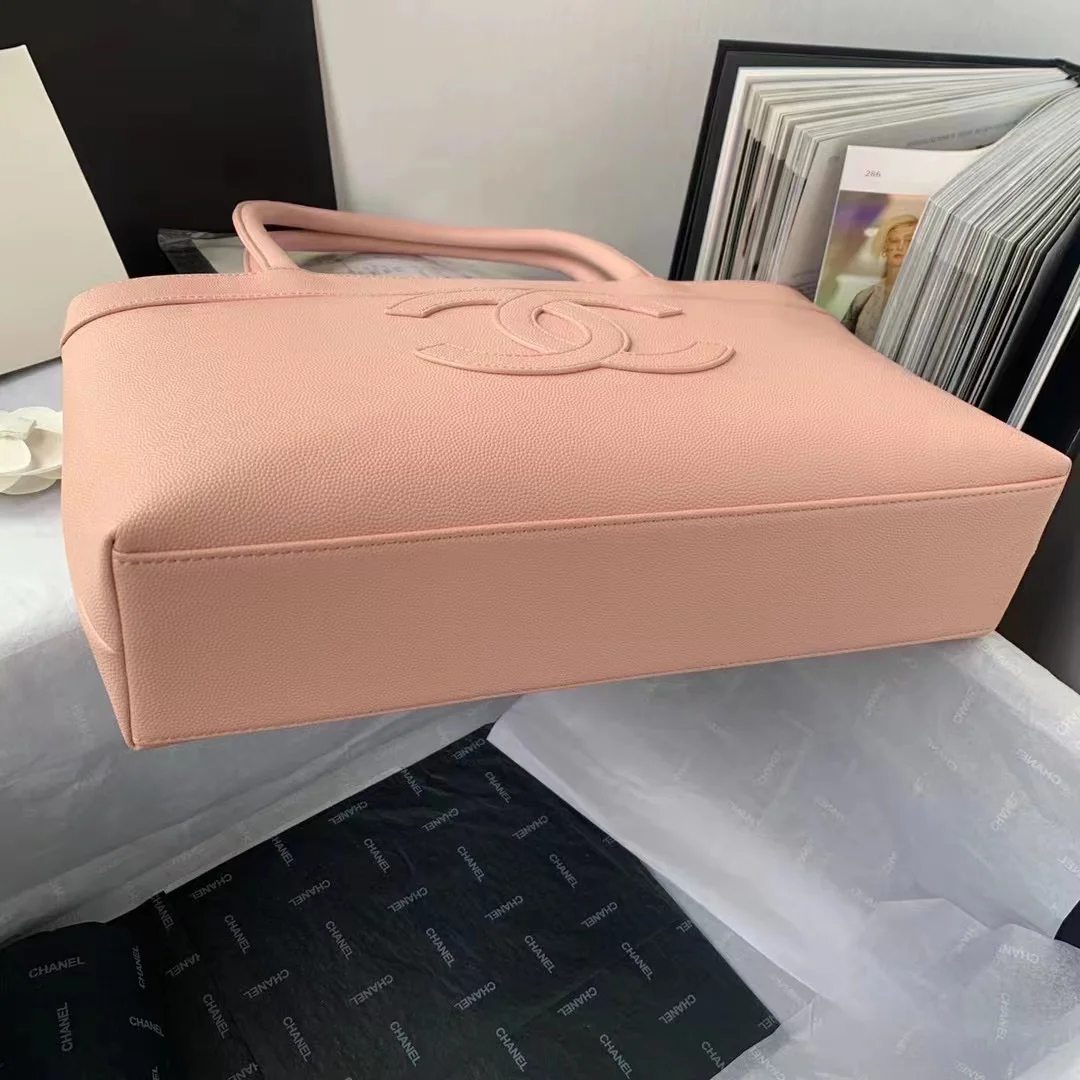 Chanel Vintage CC Open Tote Caviar East West Pink For Women, Women&rsquo;s Bags 14.5in/36.9cm