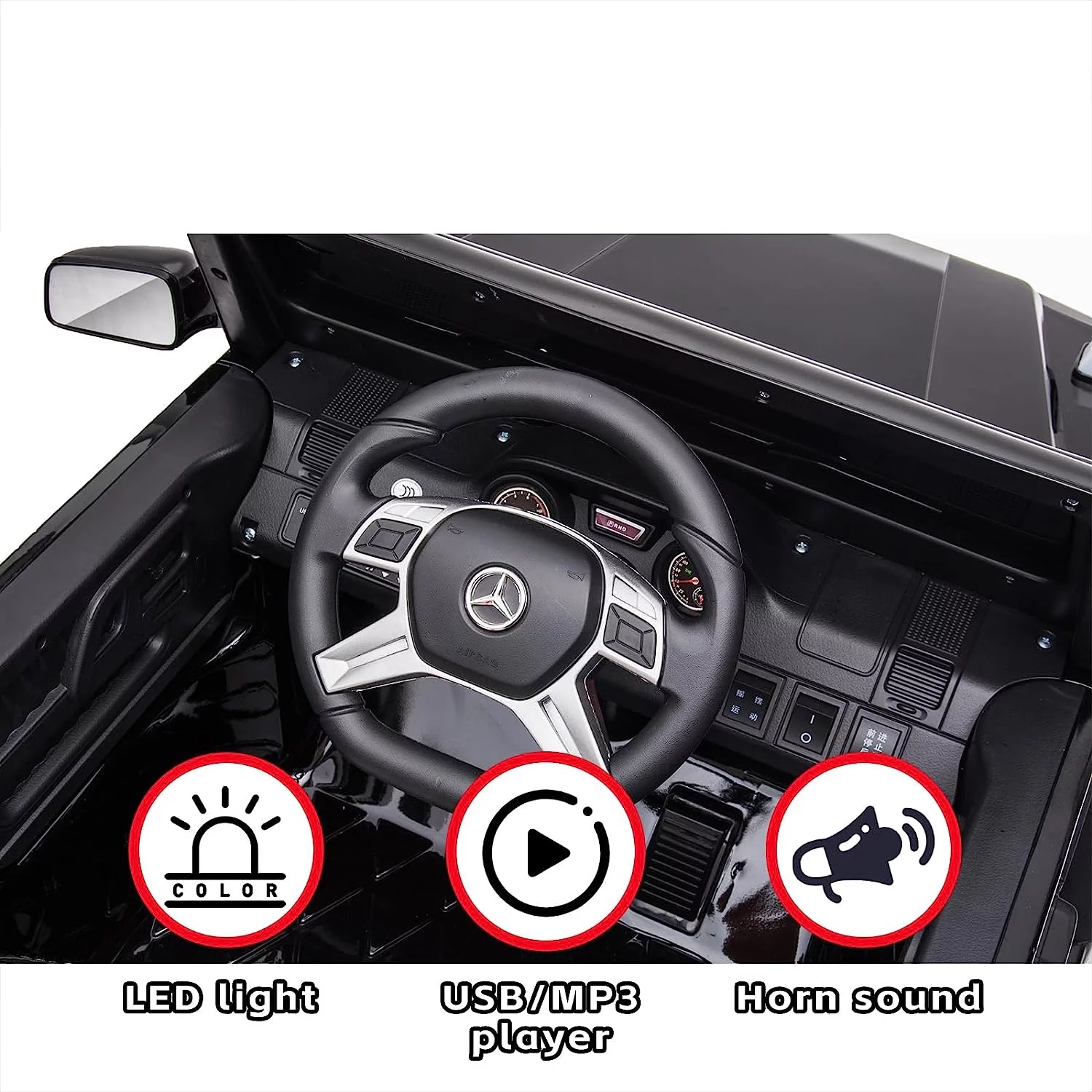 HNH 24V Kids Ride On Car with Remote Control Licensed Mercedes-Benz Electric Truck Car for Child Electric Vehicle Toy with 6 Wheel