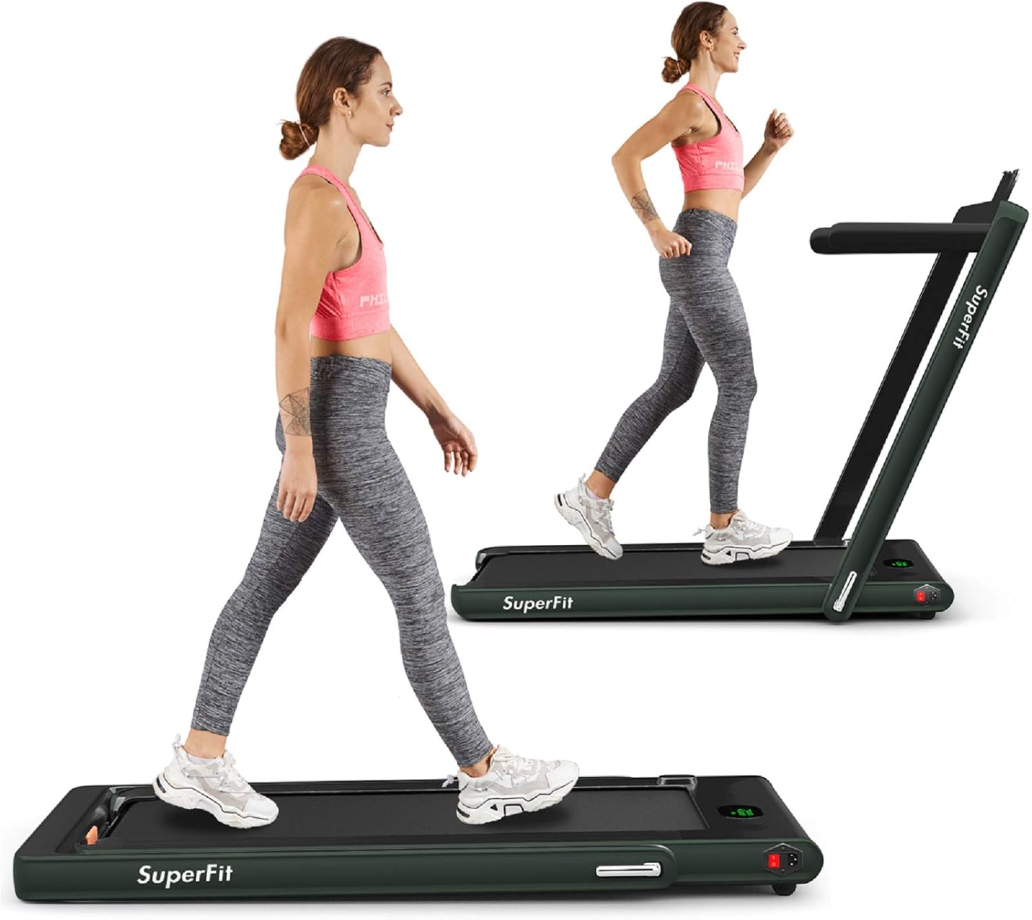 Goplus 2 in 1 Folding Treadmill, 2.25HP Superfit Under Desk Electric Treadmill, Installation-Free with Blue Tooth Speaker, Remote Control