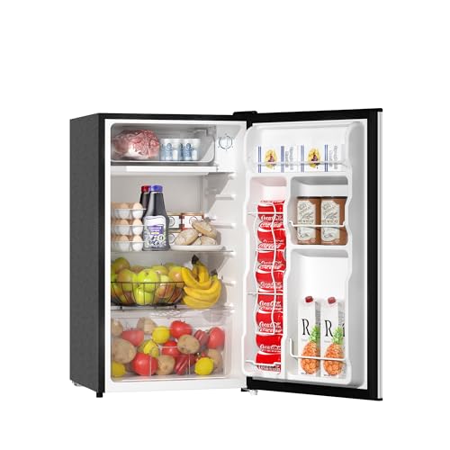 BANGSON Mini Fridge with Freezer, 3.2Cu.Ft, Single Door Small Refrigerator, Energy-Efficient, Low Noise, Mini fridge for Bedroom Dorm and Office