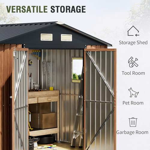Outdoor Storage Shed, 5x3 Ft Metal Steel Tiny House with Lockable Door, Vertical Outside Storage Building for Garden, Backyard, Lawn, Patio Utility
