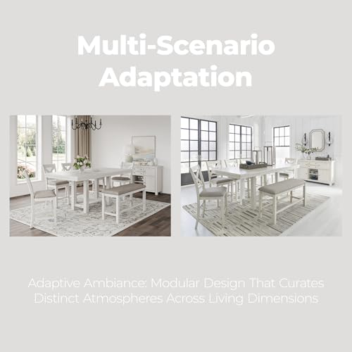 Signature Design by Ashley Robbinsdale Casual Removable Center Leaf Dining Extension Table with Trestle Base, White