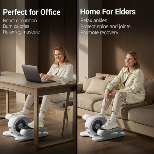 Under Desk Elliptical Machine, Ellipse Leg Exerciser for Seniors, Quiet & Portable Electric Seated Eclipse Exercise Training Machine with Remote
