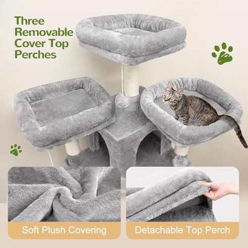 Globlazer Big Cat Tower for Indoor Cats, 80inch Cat Tower for Multiple Adult Cats XXL Cat Tree with Scratching Post, Hammock, 3 Perches, 2 Condos