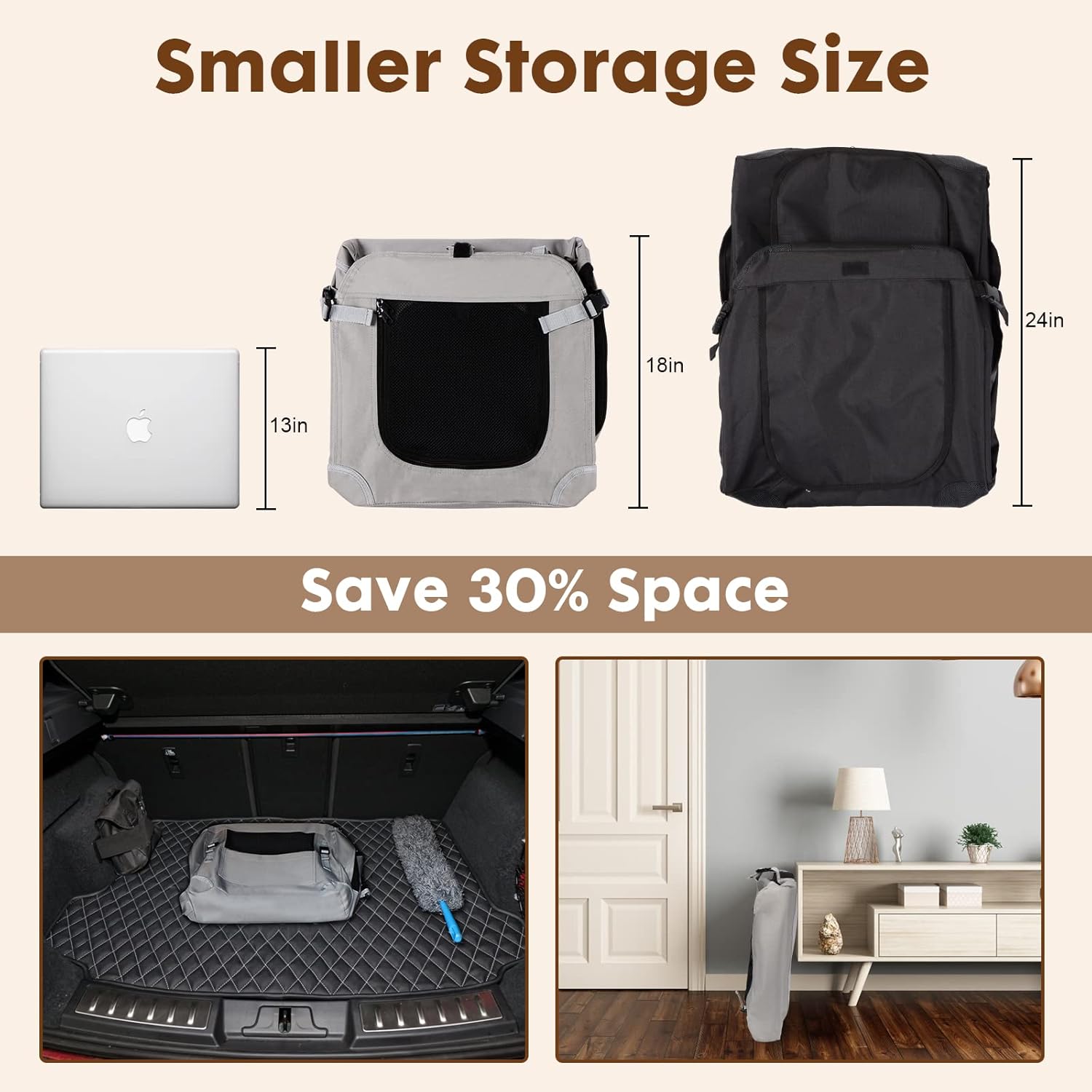 Extra Large Soft Sided Folding Cat Carrier, PEGIC 3-Doors of Collapsible Ventilated Comfortable Design Portable Vehicle for Traveling