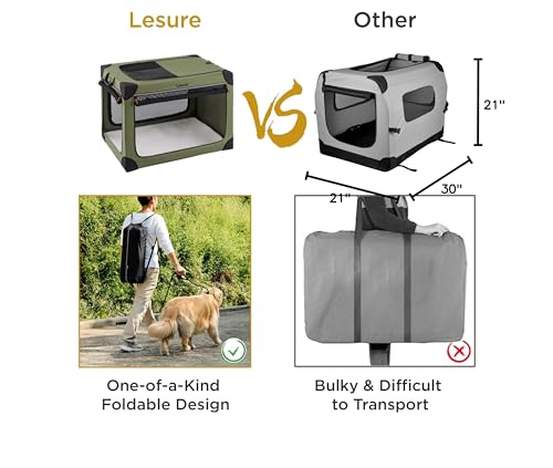 Lesure Soft Collapsible Dog Crate - 42 Inch Portable Travel Crate for Extra Large Dogs Indoor & Outdoor