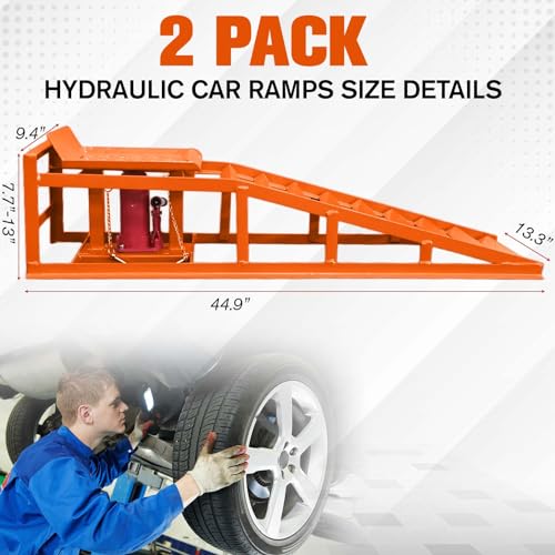 2PCS Hydraulic Car and Truck Service Ramps,11023 Lbs (5 Tons) Capacity, Portable Lifts Ramps for Oil Changes, Adjustable Lift Height 9.8" to 16.21"