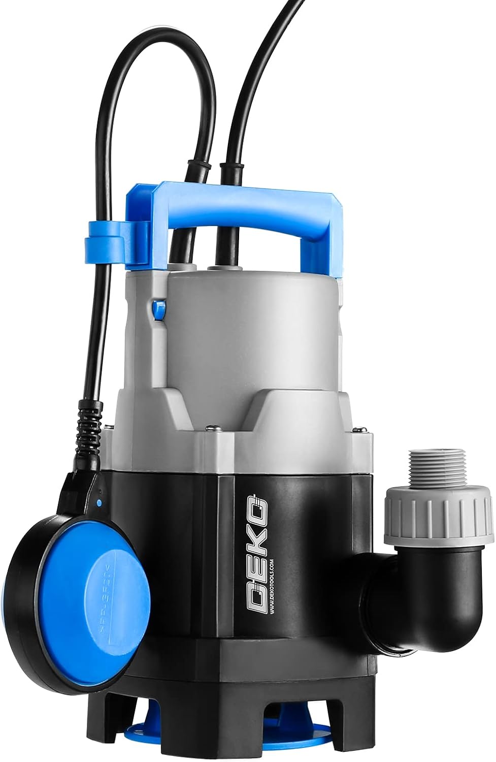 DEKOPRO 400W 1/2HP Sump Pump 1981GPH Submersible Pump Clean/Dirty Water Pump Swimming Pool Garden Tub Pond Flood Drain w/Float Switch and Long 16ft