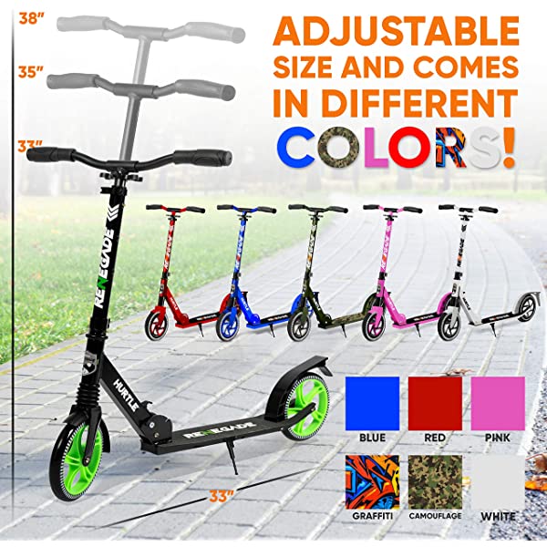 Hurtle Scooter &ndash; Scooter for Teenager &ndash; Kick Scooter &ndash; 2 Wheel Scooter with Adjustable T-Bar Handlebar &ndash