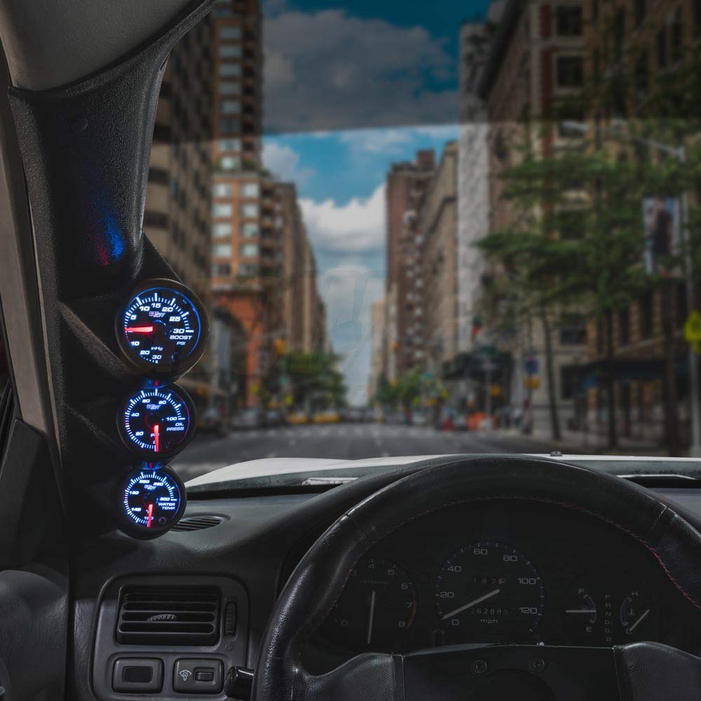 GlowShift Gauge Package Compatible with Chevrolet Chevy Cobalt 2005-2010 - Tinted 7 Color 30 PSI Boost/Vacuum