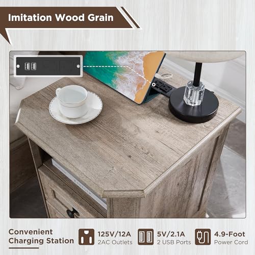 T4TREAM Farmhouse 5 Drawers Dresser for Bedroom, 48" Tall Wood Rustic Chest of Drawers with Natural Texture, Vintage Design