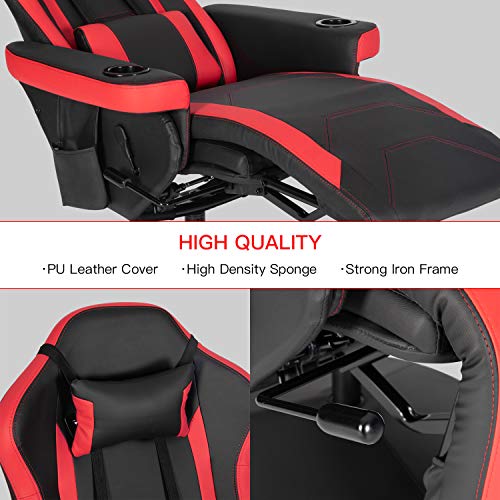 Modern-Depo Gaming Recliner Chair with Speakers, Massage, High Back, Cupholder, Headrest, Lumbar Support