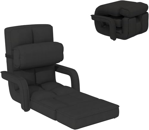 Esright Floor Chair, Padded Folding Gaming Chair with 14-Level Adjustable Backrest