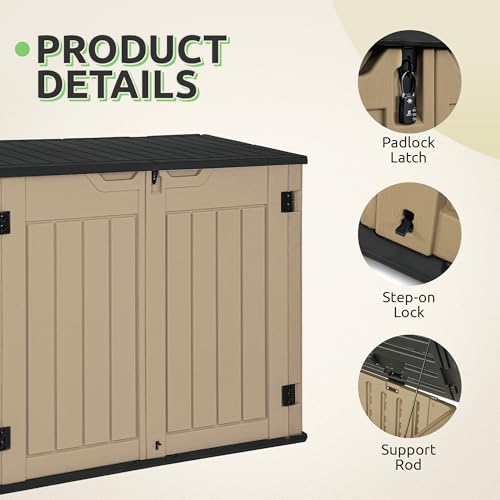 GOOBED Horizontal Shed with Padlock Latch, Outdoor Storage Shed for Backyard and Garden, 35 Cu Ft Small Storage, Waterproof, Easy Assembly, Light Gray