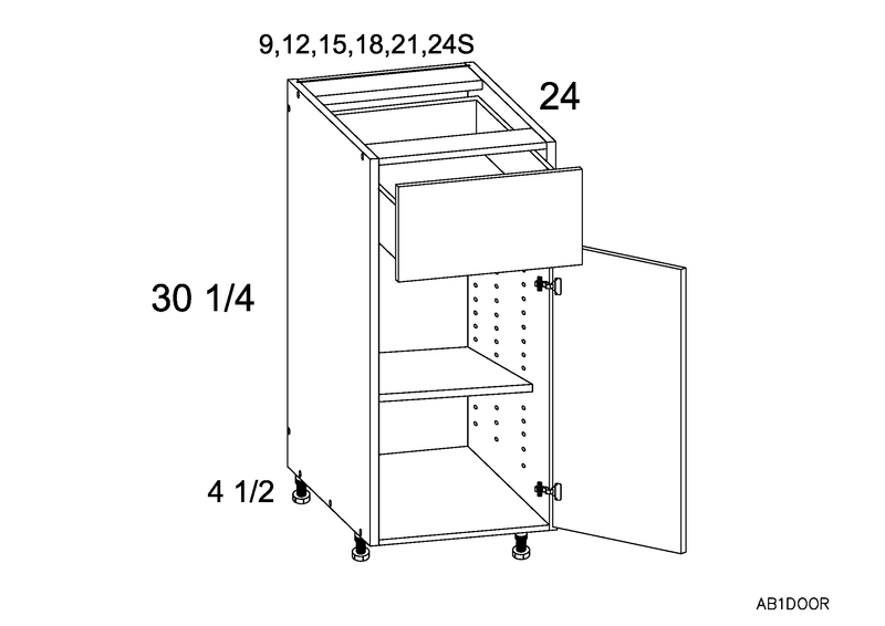 Wilora Paloma Monte Carlo Gloss White 21x22 x 34.75x22 x 24x22 1 DOOR, 1 Drawer Base Cabinet | Engineered Wood PGW-B21