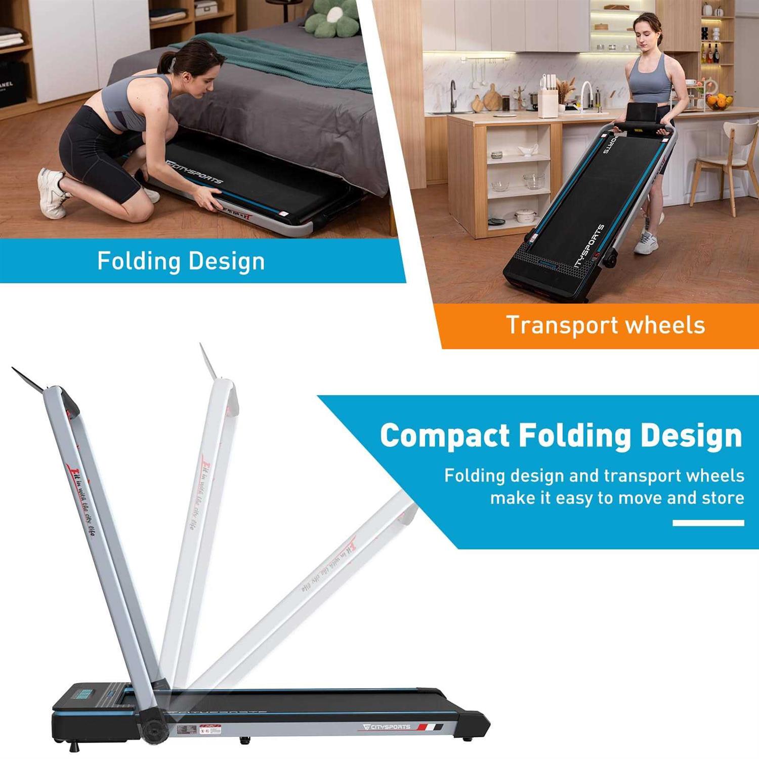 CITYSPORTS Folding Treadmill Compact Foldable Treadmill Electric Treadmill 1400W Motorized Running - Sports Supplies Online Store