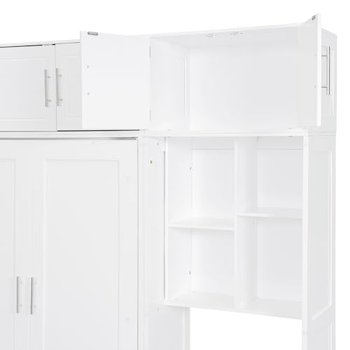 Polibi Full Size Wall Murphy Bed with Built-in Desk & Shelves - Multi-Functional Wall Bed for Small Apartments, 3 Storage Cabinets