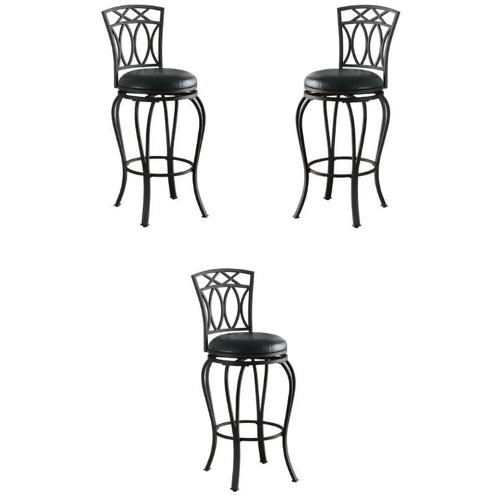 Home Square 29" Elegant X Back Metal Bar Stool in Black - Set of 3