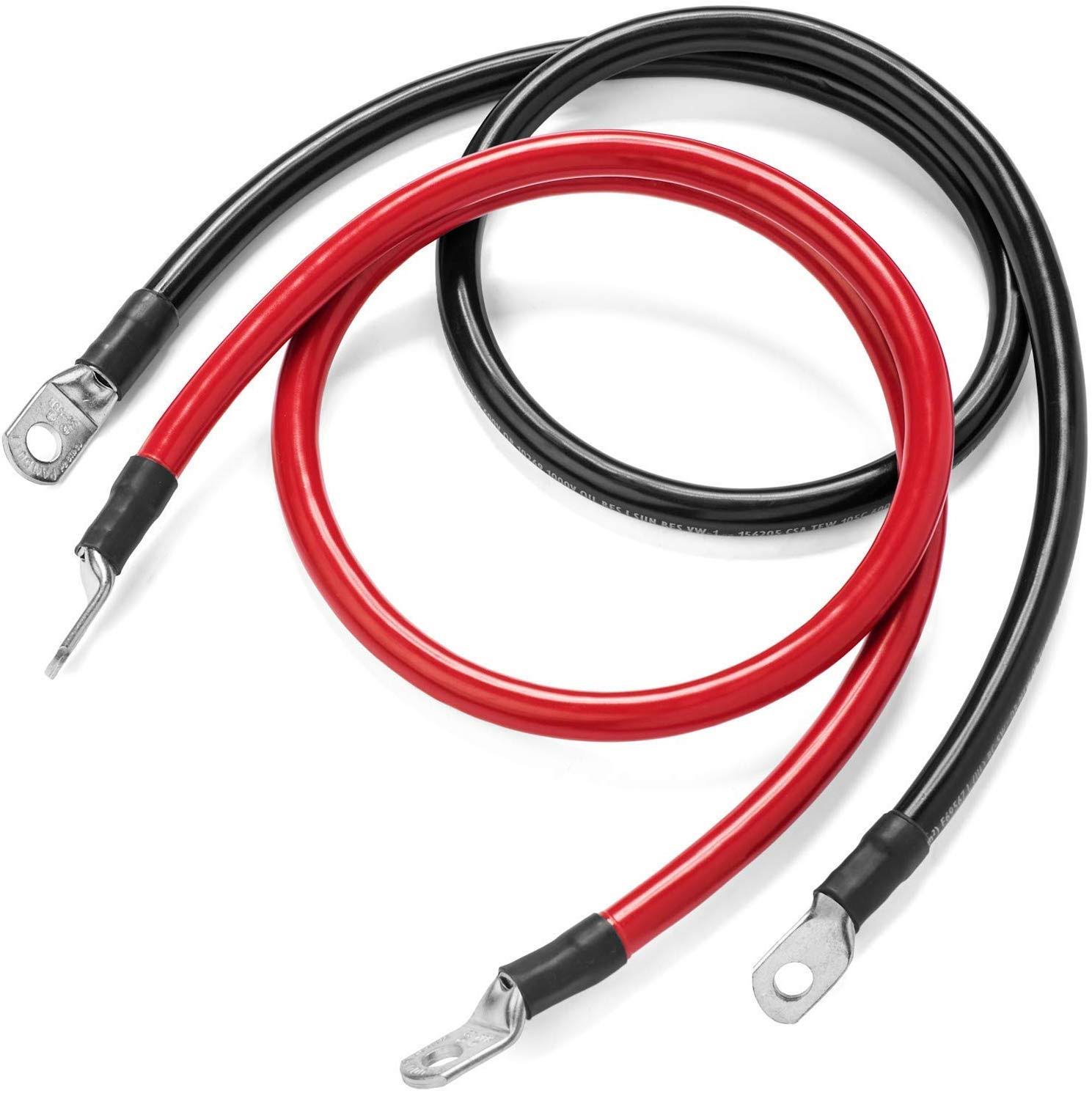 Renogy 5ft 4/0 AWG Battery Inverter Cables for 3/8 in Lugs, Size: 5ft 4Awg