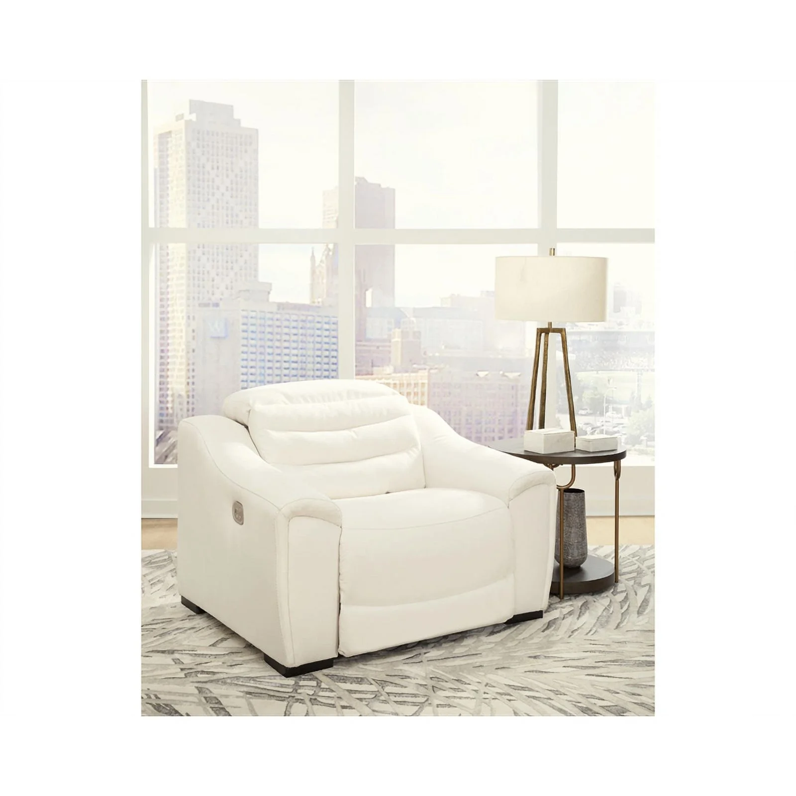 Ashley Furniture Next-Gen Gaucho Faux Leather Power Recliner in White