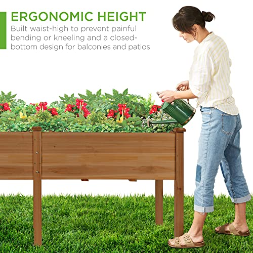 Best Choice Products 72x23x30in Raised Garden Bed, Elevated Wood Planter Box Stand for Backyard, Patio, Balcony w/Divider Panel, 6 Legs