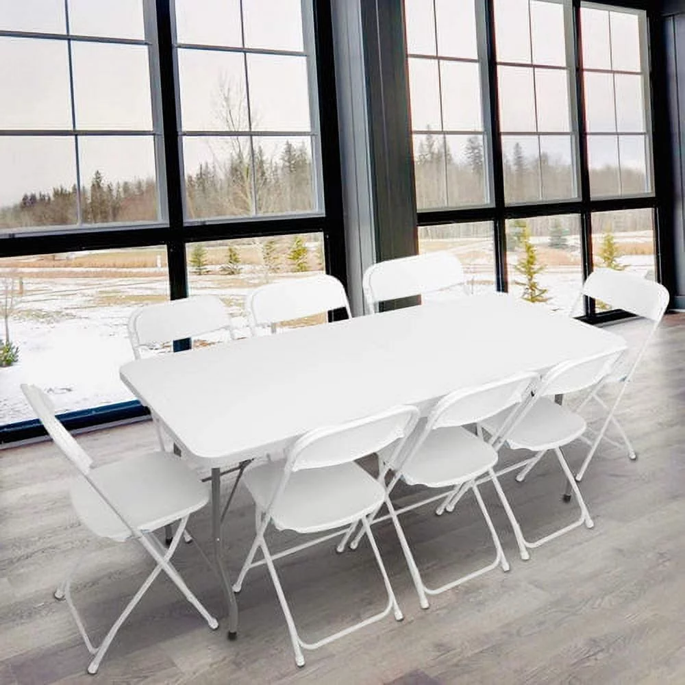 Set of 10 Plastic Folding Chairs Premium Seat Chair for Wedding Banquet Party Event White