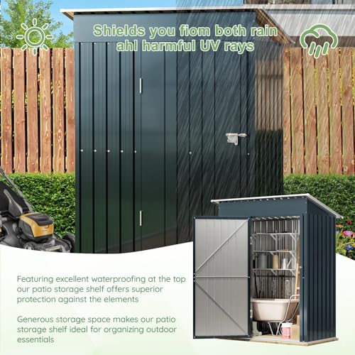 6x4FT Outdoor Steel Storage Shed with Clear Window, Lockable Doors, Weather-Resistant Metal Tool Shed for Garden, Backyard, Patio, and Utility Storage