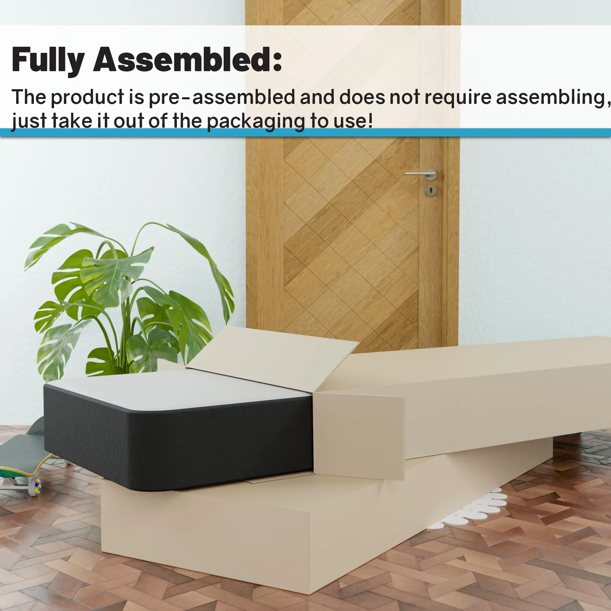 Continental Sleep, 4-Inch Fully Assembled Wood Split Low Profile Traditional Box Spring/Foundation for Mattress Set, King(Fold), Black