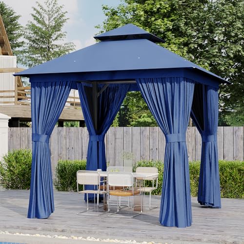 AOXUN Outdoor Gazebo for Patio 10x12, Metal Frame Canopy with Double Roofs
