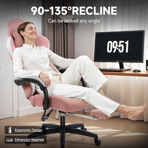 GTPLAYER Office Chair, Gaming Computer Desk Fabric Chair with Footrest
