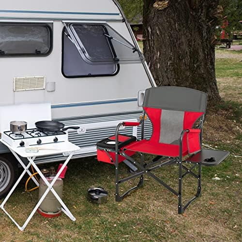 CHIUYN Camping Chair  Folding Directors Chair with    Pocket  Cooler Bag  Shoulder Strap  Handle   Chair   Chair  Support 400 Lbs Lawn Chair for