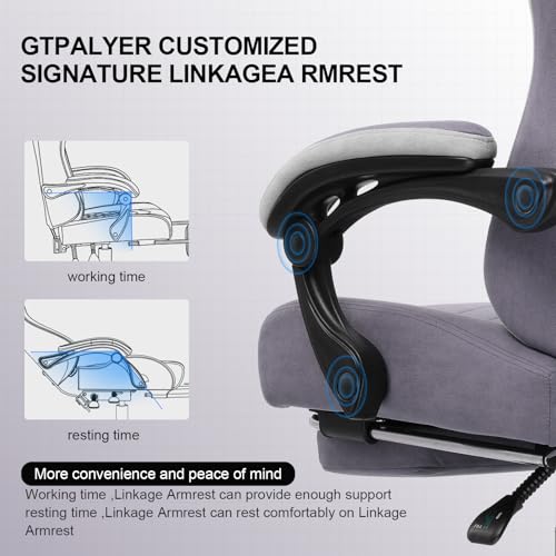 GTPLAYER Gaming Chair, Computer Office Chair with Pocket Spring Cushion, Linkage Armrests and Footrest