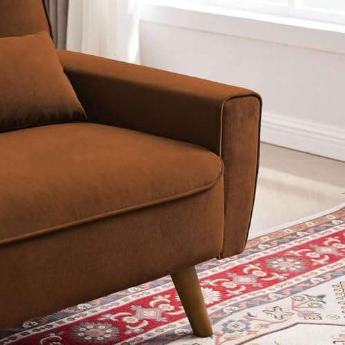 48.8" Small Loveseat Sofa, Mid Century Modern Love Seat Couch with Back Cushions and Wood Legs, 2 Seater Couches for Living Room, Bedroom