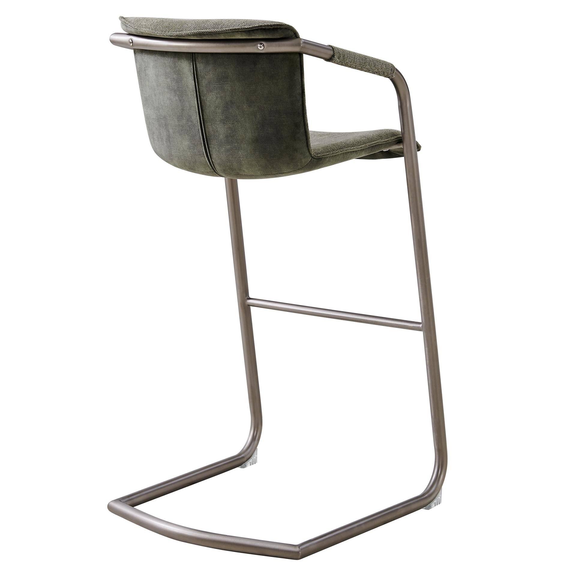 New Pacific Direct Indy Fabric Bar Stool - Sage Green/Velvet Green