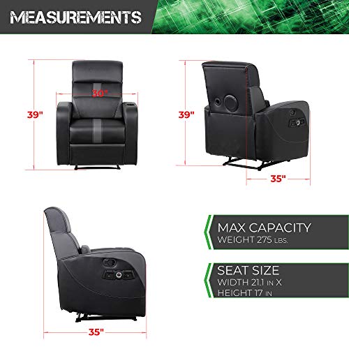 X Rocker Gamma Recliner Gaming Chair, 2.1 Bluetooth Audio System, Headrest Mounted Speakers, Built-in Footrest and Cupholder, 718001