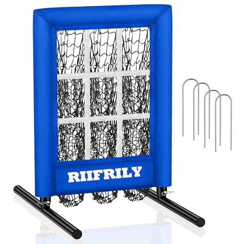 Heavy-Duty 9 Hole Baseball Pitching Net with Pitching Target Pockets, Regulation Size Strike Zone