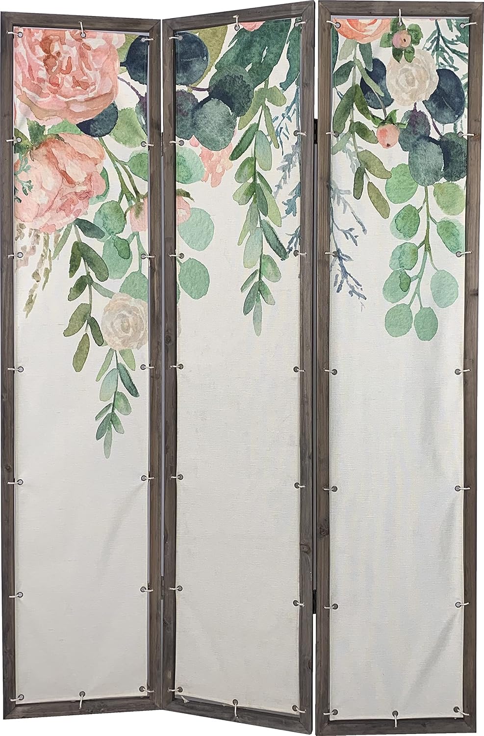 Room Divider Screen Oriental Furniture Privacy Screens Flowers Painting Canvas 3-Panel Foldable Portable Room Separating Divider Room Partitions and