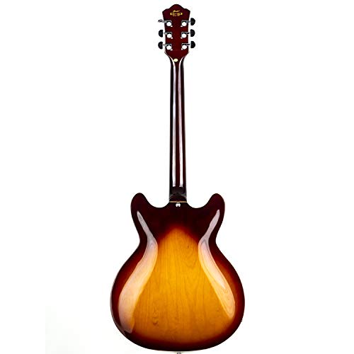 Grote Full Scale Left-Handed Electric Guitar Semi-Hollow Body Guitar Stainless Steel Frets (Vintage Sunburst)