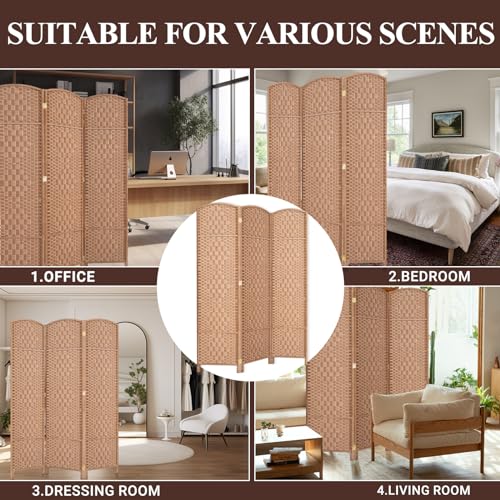 Room Divider, Room Dividers and Folding Privacy Screens, 16in Privacy Screen, 6 Panel Temporary Wall Partitions, 6ft Space Separation Panel Screen
