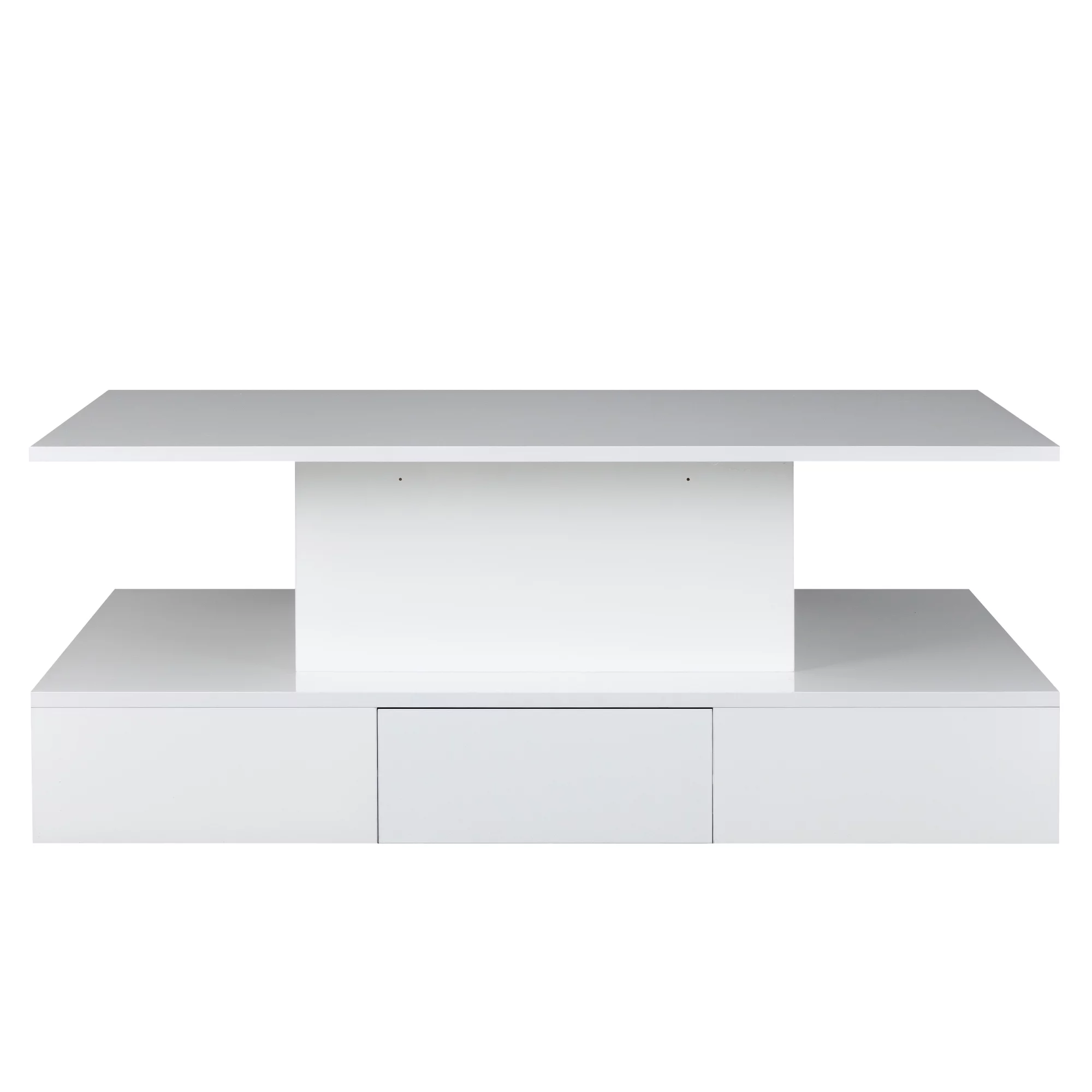 HSUNNS White LED Coffee Table for Living Room, Modern High Glossy Center Table with 4 Drawers, Smart Cocktail Table Rectangle